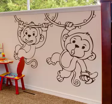 Virvės beždžionės sienos animuotasis paveiksliukas - „Tenstickers“