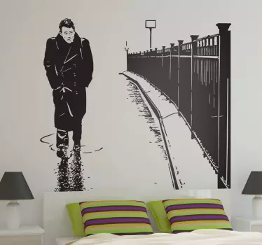 Vinilo decorativo retrato James Dean lluvia - TenVinilo