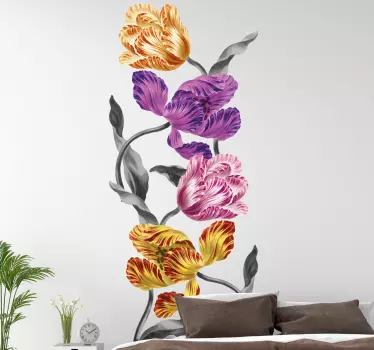 Elegant colorful tulips flower wall decal - TenStickers