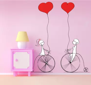 Paar Fahrrad Herz Aufkleber - TenStickers