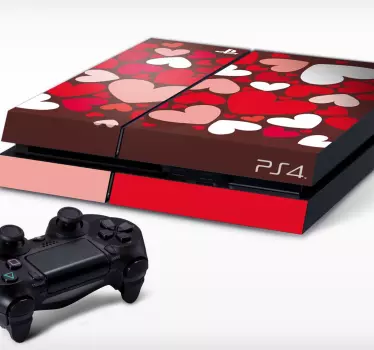 Vinilo consola PS4 corazones - TenVinilo