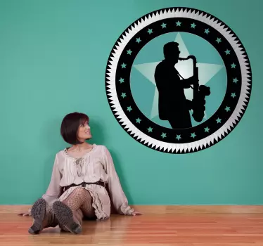 Sticker man silhouette saxofoon - TenStickers