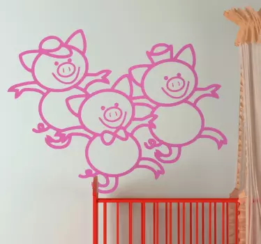 çocuklar üç küçük domuz duvar sticker - TenStickers