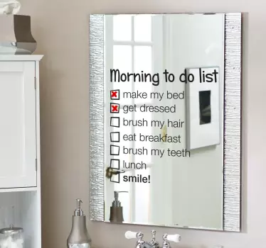 Mirror Morning To Do List Decal - TenStickers