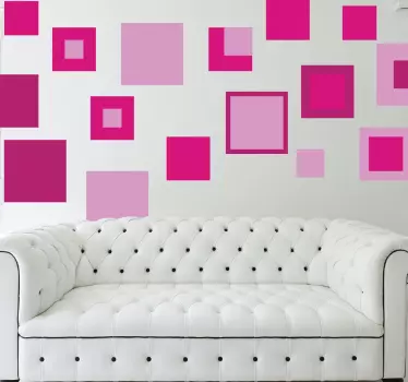 Pink Geometric Squares Sticker - TenStickers