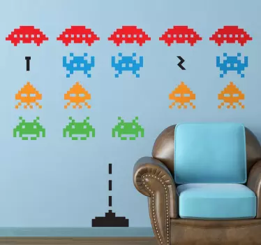 Space Invaders muur sticker - TenStickers