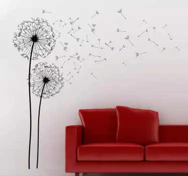 minimalist dandelion floral wall decal - TenStickers