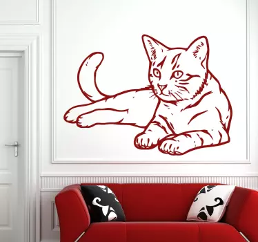 装飾的な猫の壁のデカール - TENSTICKERS