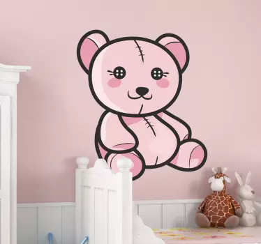 Sticker kind teddybeer roze - TenStickers