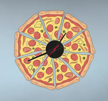 Klok sticker van een pizza - TenStickers