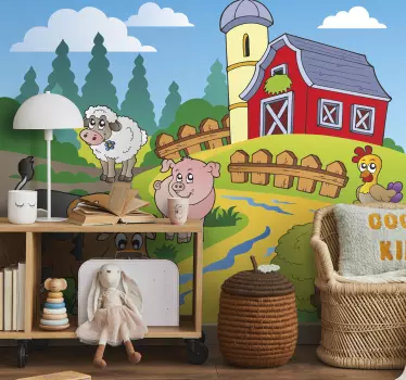 孩子们动物农场墙壁画 - TenStickers