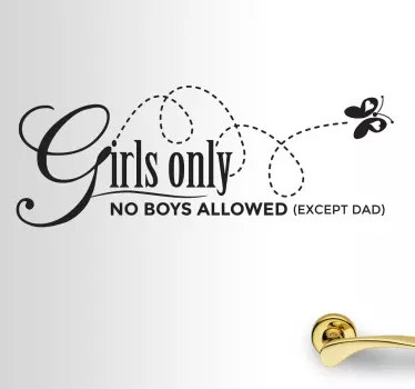 Kinderen meisjes geen jongens vlinder sticker - TenStickers
