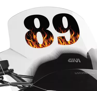 Sticker chiffres flammes moto - TenStickers