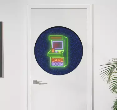 Neon oyun odası kapısı vinil çıkartması - TenStickers