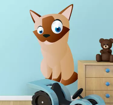Sticker enfant animal chat siamois - TenStickers