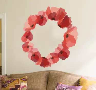 Wreath of Poppies Sticker - TenStickers