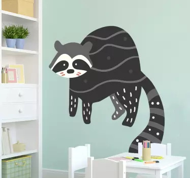 Raccoon Illustration Sticker - TenStickers