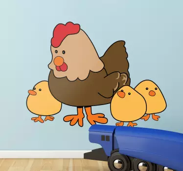 Hen and Three Chicks Sticker - TenStickers