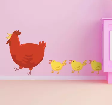 Mother Hen With Chicks Sticker - TenStickers