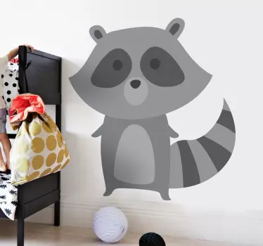 Grey Raccoon Wall Sticker - TenStickers
