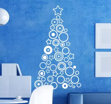 Geometric Christmas Tree Wall Sticker - TenStickers