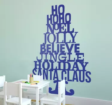 Wordy Christmas Tree Wall Sticker - TenStickers