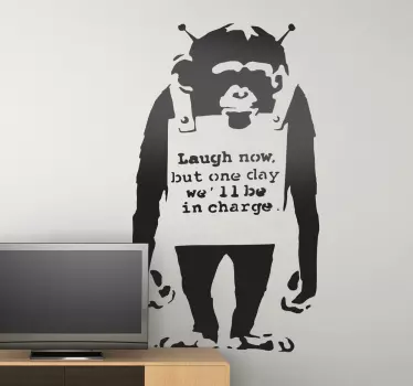 Lach nu apen Banksy sticker - TenStickers