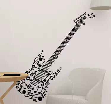 Vinilo decorativo guitarra pentagrama - TenVinilo