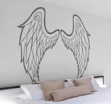 Outline of Angel Wings Wall Art Sticker - TenStickers