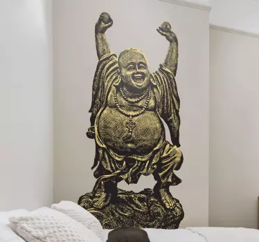 Vinilo decorativo escultura Buda contento - TenVinilo