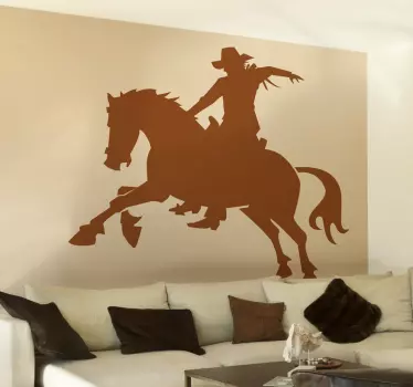 Sticker silhouette cowboy cheval - TenStickers