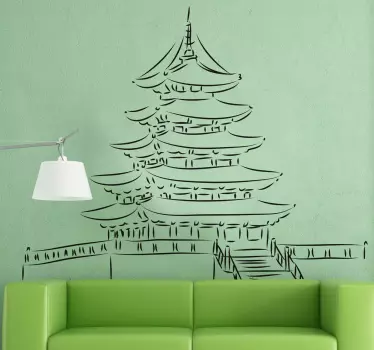 Pagoda çizim duvar sticker - TenStickers