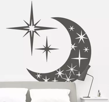 Sticker décoratif la lune et étoiles - TenStickers