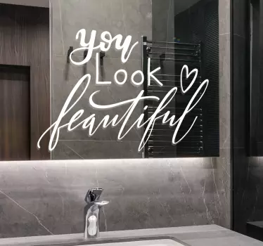 Spiegel Aufkleber Du siehst wunderschön aus - TenStickers