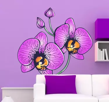 Orchid Flowers Wall Decal - TenStickers