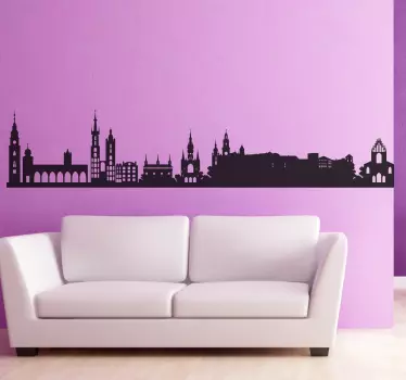 Krakow Poland silhouette skyline wall sticker - TenStickers