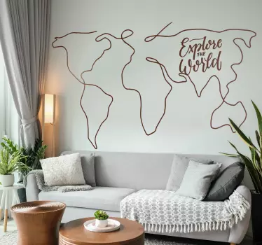 Mapa świata na ścianę Odkrywać świat - TenStickers