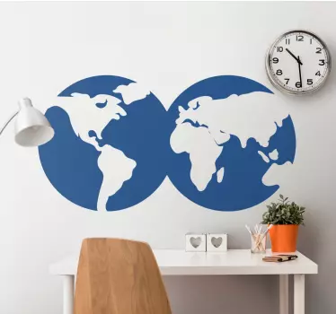 Sticker Carte du Monde Globe terrestre - TenStickers