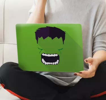 Zelená nálepka na notebook so superhrdinom - Tenstickers