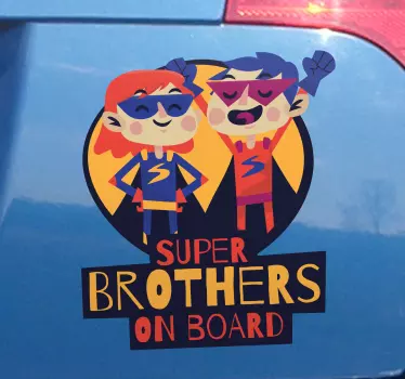 Super brother and sister baby on board decal - TenStickers