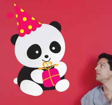 Cute Party Panda Wall Sticker - TenStickers