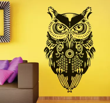 Patterned Owl Wall Sticker - TenStickers