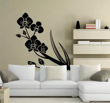 Decoratieve Silhouet Orchidee - TenStickers