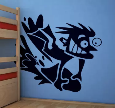 Crazy Surfer Decorative Kid's Wall Sticker - TenStickers