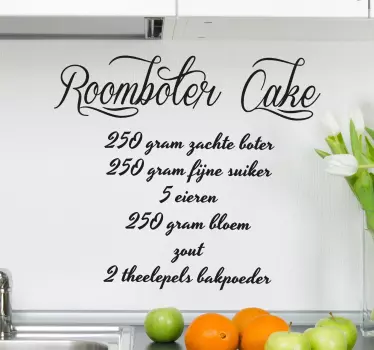 Recept roomboter cake sticker - TenStickers