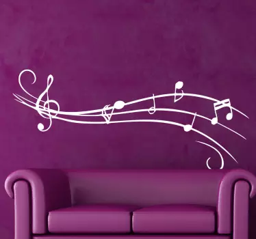 Yksinkertaiset nuotit musiikki seinätarra - Tenstickers
