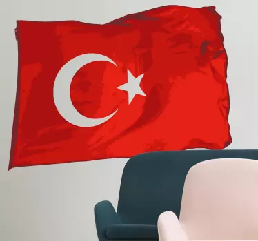 Sticker drapeau turque ondulant - TenStickers