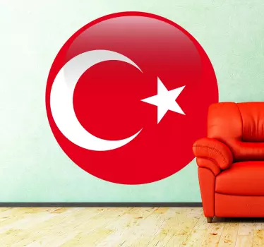 Sticker mural drapeau rond Turquie - TenStickers