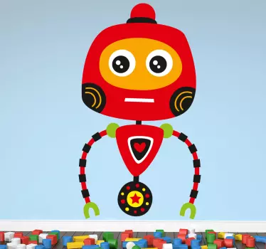 Red Robot Kids Sticker - TenStickers