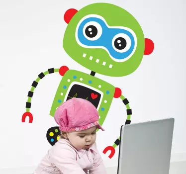 Zelena robotska otroška nalepka - TenStickers